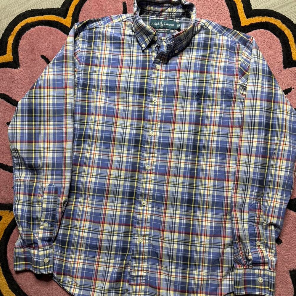 Polo Ralph Lauren Plaid Embroidered Logo Button Up Shirt Size Medium - Picture 2 of 6